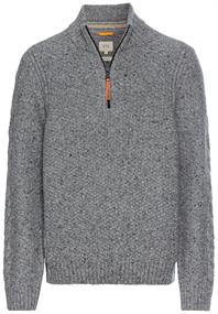 Strickpullover mit Troyer-Kragen rock grey