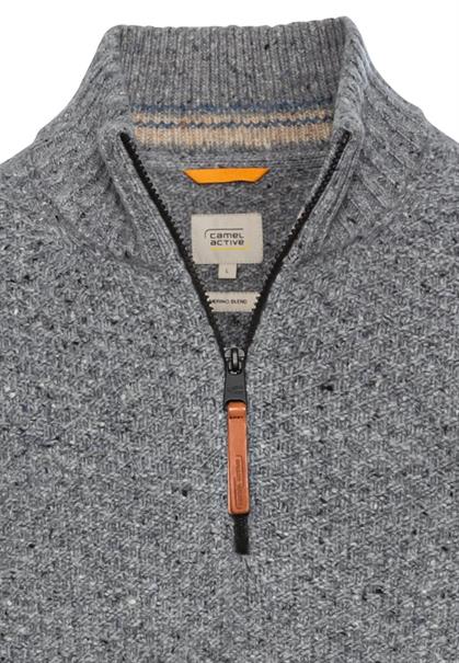Strickpullover mit Troyer-Kragen rock grey