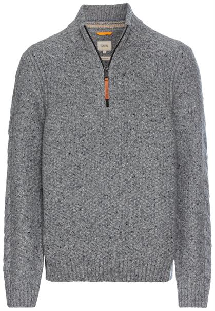 Strickpullover mit Troyer-Kragen rock grey