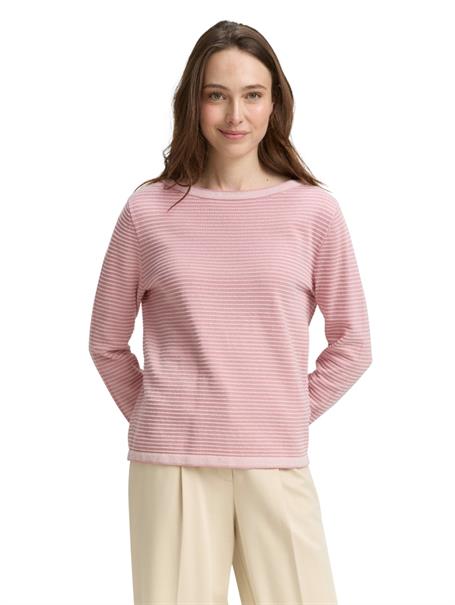 Strickpullover mit U-Boot-Ausschnitt rose bubble knit stripe