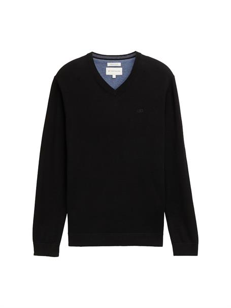 Strickpullover mit V-Ausschnitt black