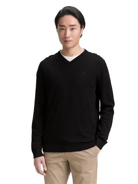 Strickpullover mit V-Ausschnitt black