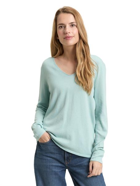 Strickpullover mit V-Ausschnitt blue haze