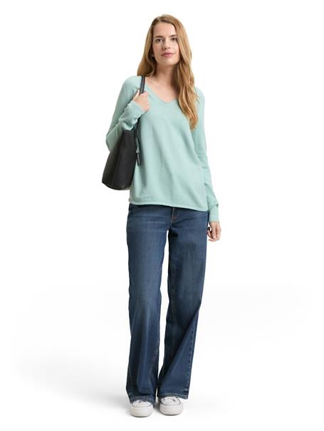 Strickpullover mit V-Ausschnitt blue haze