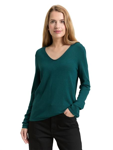 Strickpullover mit V-Ausschnitt deep meadow green