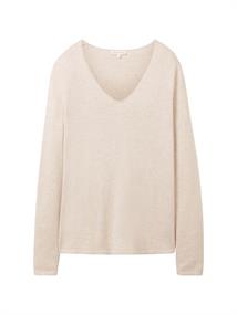 Strickpullover mit V-Ausschnitt desert sand melange