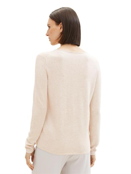 Strickpullover mit V-Ausschnitt desert sand melange