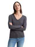 Strickpullover mit V-Ausschnitt evident anthracite melange