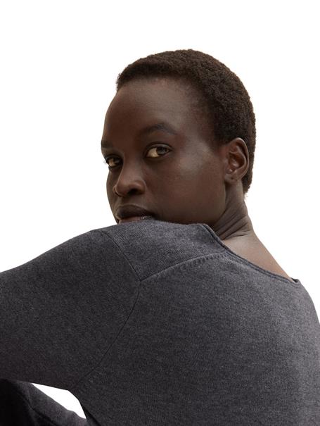 Strickpullover mit V-Ausschnitt evident anthracite melange