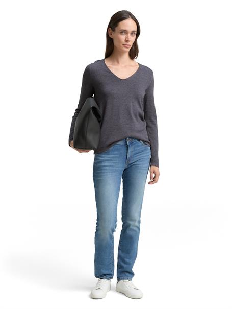 Strickpullover mit V-Ausschnitt evident anthracite melange