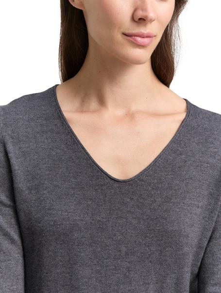 Strickpullover mit V-Ausschnitt evident anthracite melange