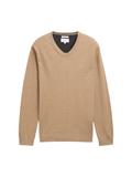 Strickpullover mit V-Ausschnitt hazel brown melange