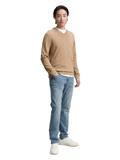 Strickpullover mit V-Ausschnitt hazel brown melange