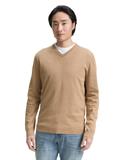 Strickpullover mit V-Ausschnitt hazel brown melange