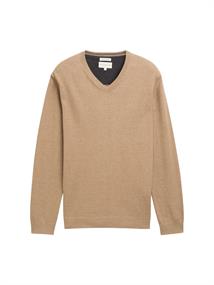 Strickpullover mit V-Ausschnitt hazel brown melange