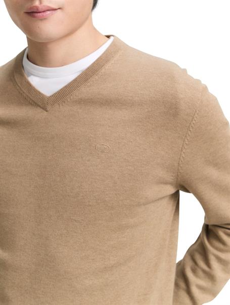 Strickpullover mit V-Ausschnitt hazel brown melange