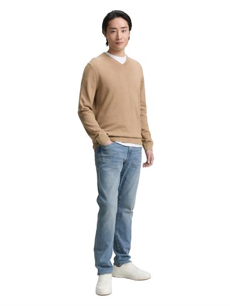 Strickpullover mit V-Ausschnitt hazel brown melange