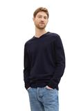 Strickpullover mit V-Ausschnitt knitted navy melange