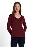 Strickpullover mit V-Ausschnitt preppy plum