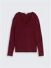 Strickpullover mit V-Ausschnitt preppy plum