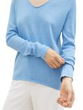 Strickpullover mit V-Ausschnitt sea blue melange