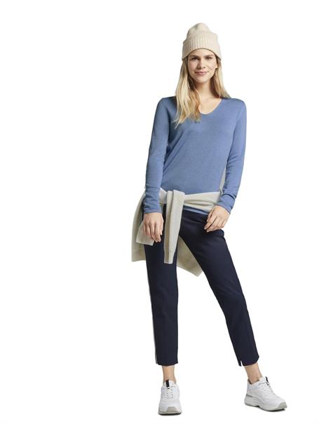 Strickpullover mit V-Ausschnitt sea blue melange