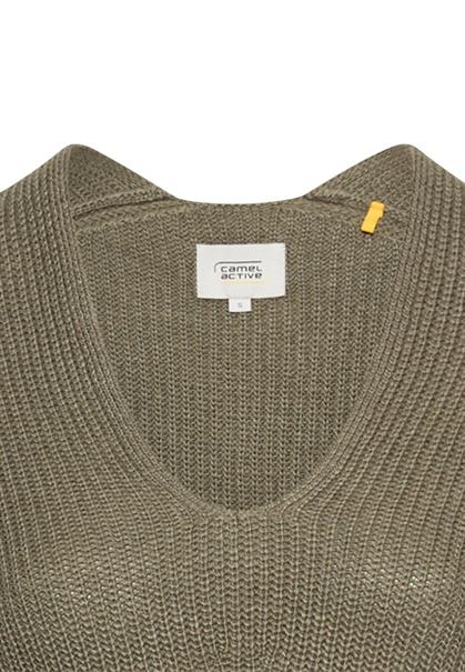 Strickpullover mit V-Ausschnitt shadow khaki