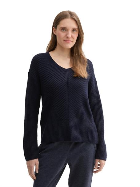 Strickpullover mit V-Ausschnitt sky captain blue