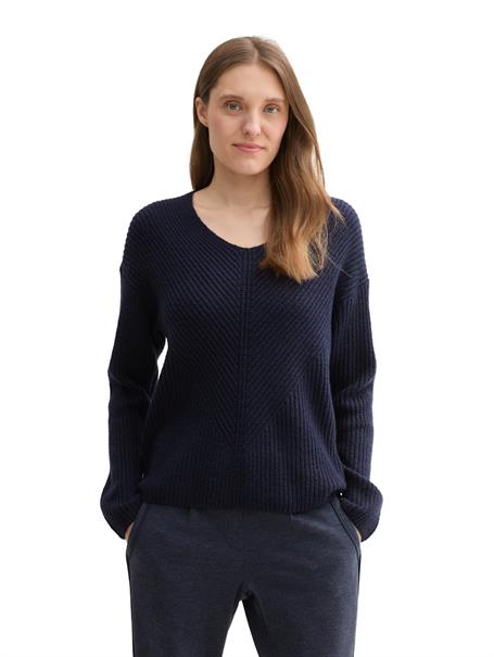 Strickpullover mit V-Ausschnitt sky captain blue