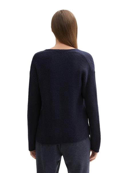 Strickpullover mit V-Ausschnitt sky captain blue