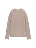 Strickpullover mit V-Ausschnitt soft taupe melange