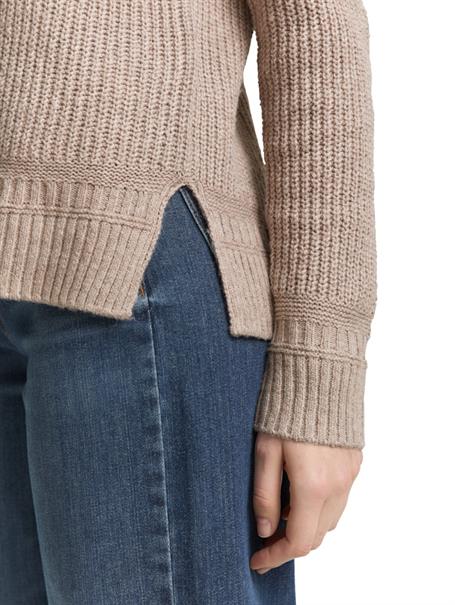 Strickpullover mit V-Ausschnitt soft taupe melange
