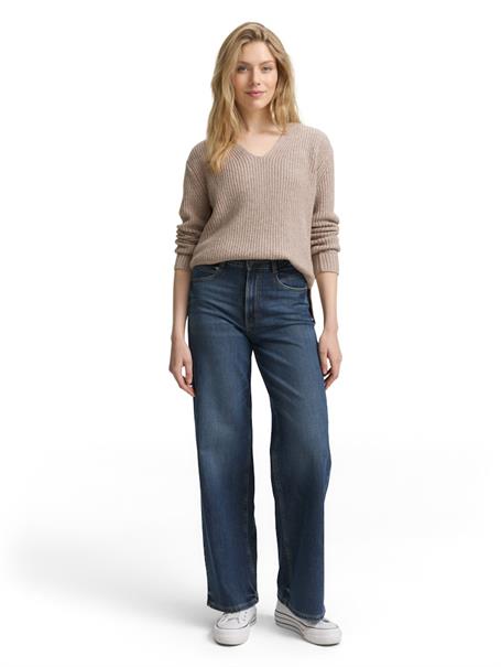 Strickpullover mit V-Ausschnitt soft taupe melange