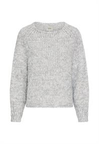 Strickpullover mit weiten Ärmeln light grey melange
