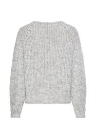 Strickpullover mit weiten Ärmeln light grey melange