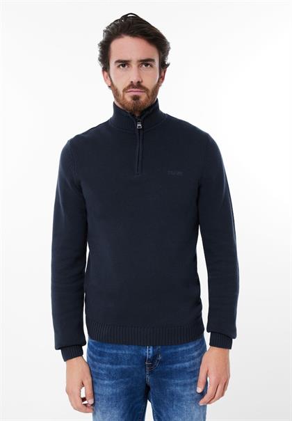 Strickpullover mit Zipper deep navy blue