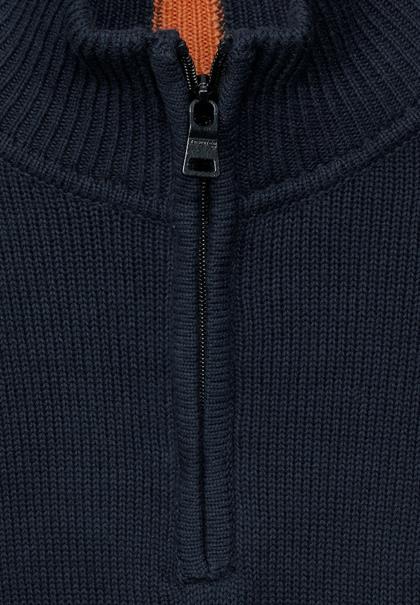 Strickpullover mit Zipper deep navy blue