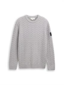 Strickpullover mit Zopfmuster grey offwhite plated