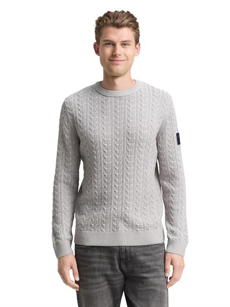 Strickpullover mit Zopfmuster grey offwhite plated