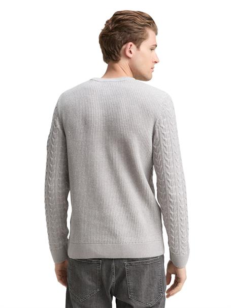 Strickpullover mit Zopfmuster grey offwhite plated