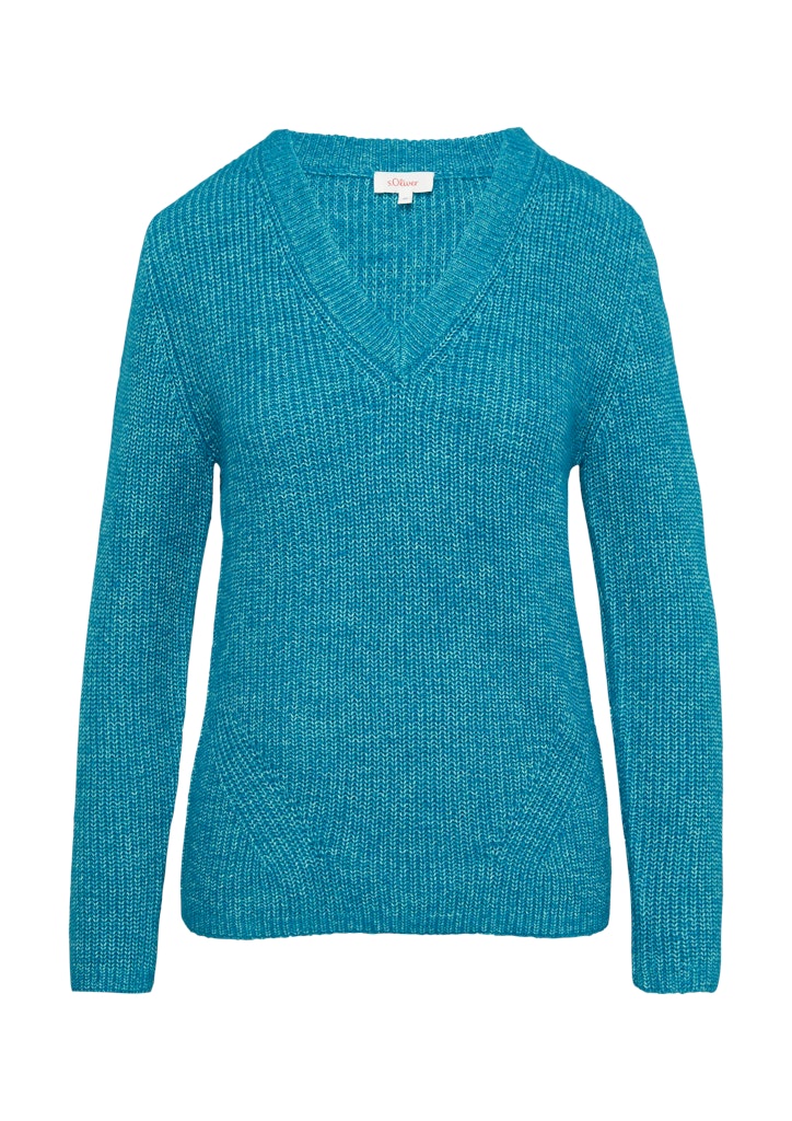 s.Oliver Strickpullover - Damen Strickpullover - V-Ausschnitt, Rippblende, günstig online kaufen