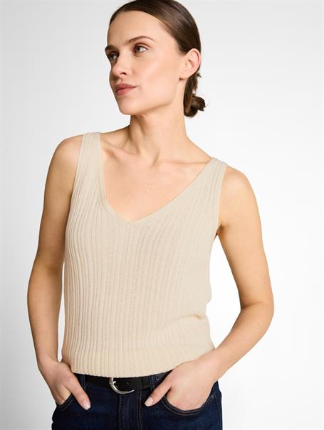 Stricktop mit V-Ausschnitt dove white