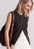 Strickweste mit Rundhals und Knopfleiste black coffee