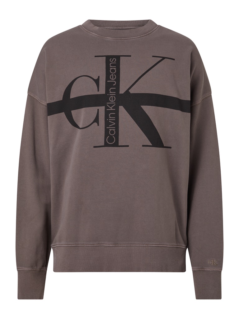 Calvin Klein Jeans Herren Sweatshirt STRIPE CK WASHED CREW NECK mocha brown  bequem online kaufen bei