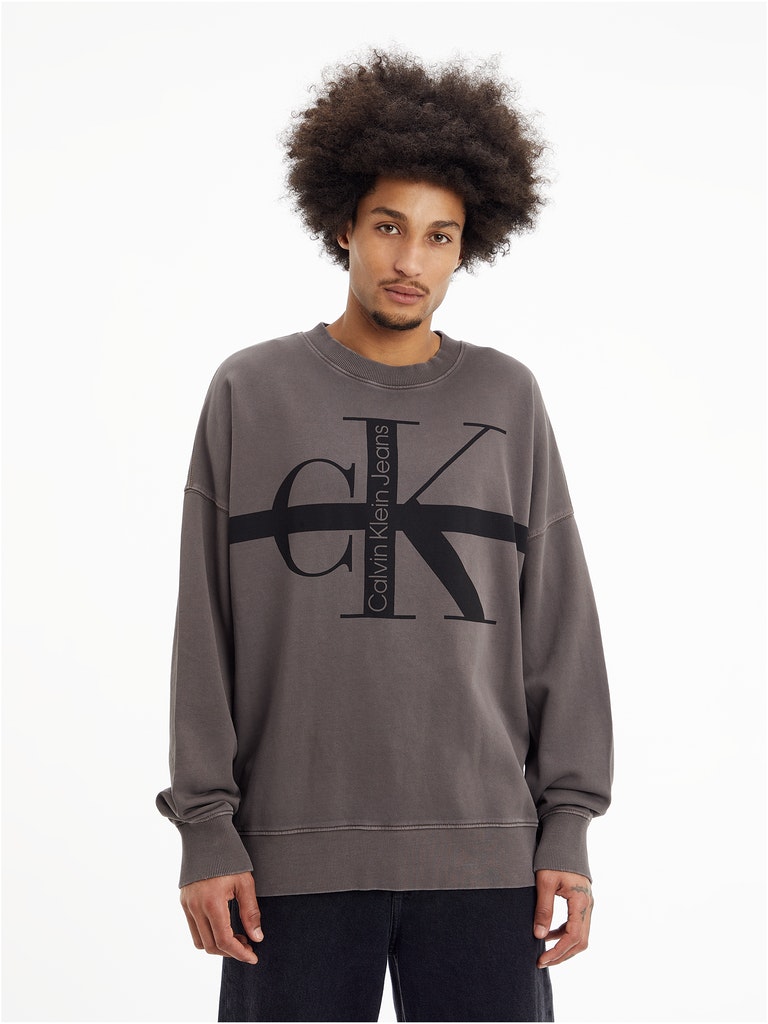 Calvin Klein Jeans Herren Sweatshirt STRIPE CK WASHED CREW NECK mocha brown  bequem online kaufen bei