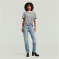 Stripe relaxed knot r t wmn white-petrol stripe