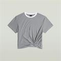 Stripe relaxed knot r t wmn white-petrol stripe