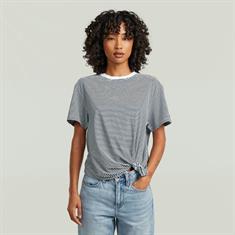 Stripe relaxed knot r t wmn white-petrol stripe