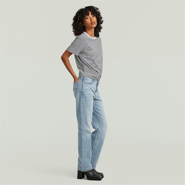 Stripe relaxed knot r t wmn white-petrol stripe