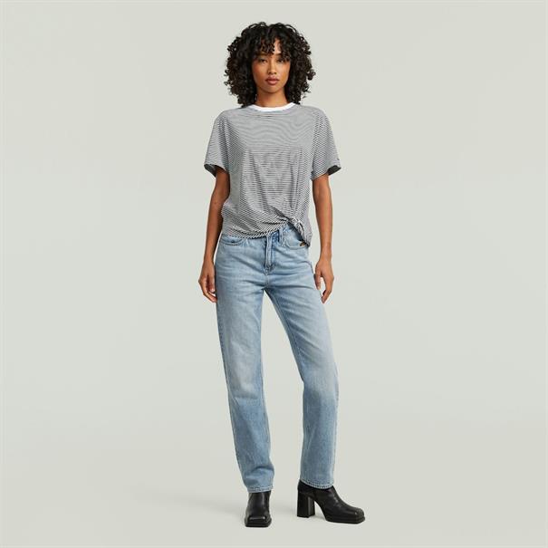 Stripe relaxed knot r t wmn white-petrol stripe